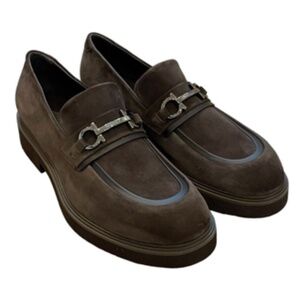 Salvatore Ferragamo Men's Fiorello Suede Gancini Buckle Loafers Size 10 Fiorello